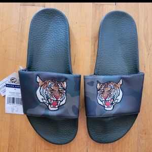 Polo Ralph Lauren Camo Tiger Slides Size 12 Sandals Flip Flops Slippers NWT